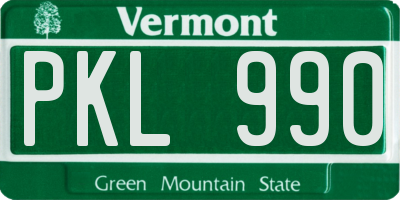 VT license plate PKL990