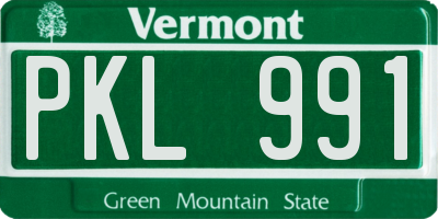 VT license plate PKL991