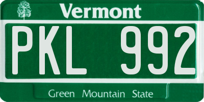 VT license plate PKL992