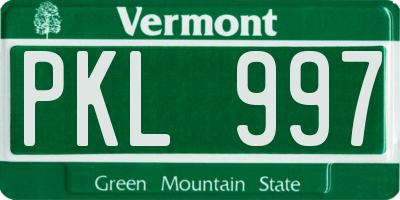 VT license plate PKL997