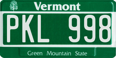 VT license plate PKL998