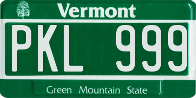 VT license plate PKL999