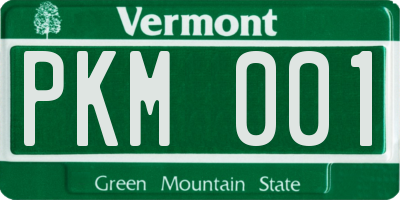 VT license plate PKM001