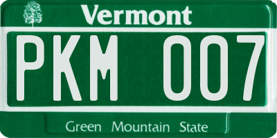 VT license plate PKM007