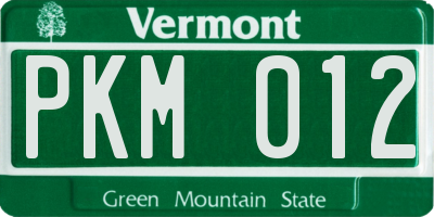 VT license plate PKM012
