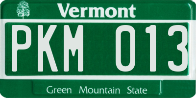 VT license plate PKM013