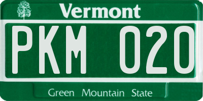VT license plate PKM020