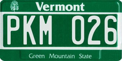 VT license plate PKM026