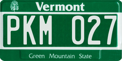 VT license plate PKM027