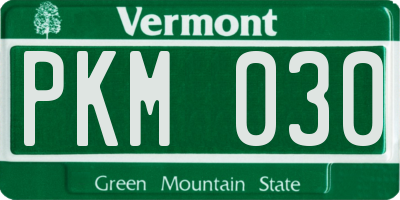 VT license plate PKM030