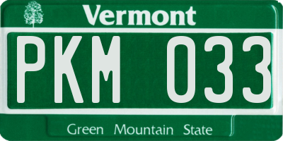 VT license plate PKM033
