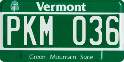 VT license plate PKM036