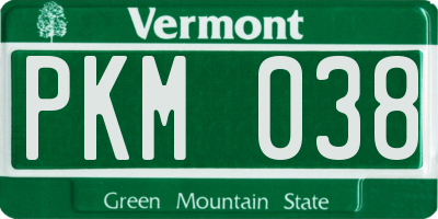 VT license plate PKM038