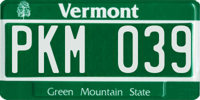 VT license plate PKM039