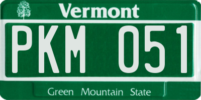VT license plate PKM051