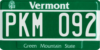 VT license plate PKM092
