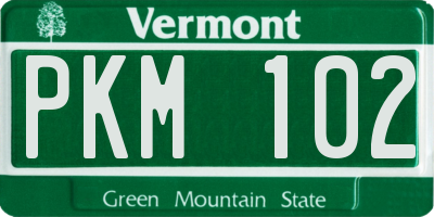 VT license plate PKM102