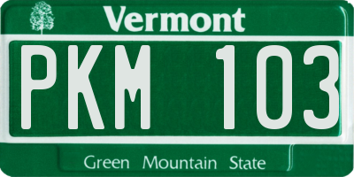 VT license plate PKM103