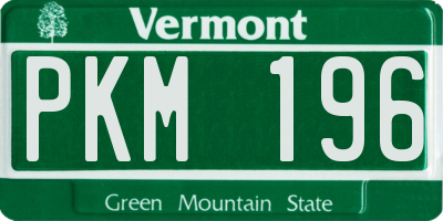 VT license plate PKM196