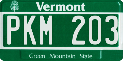 VT license plate PKM203