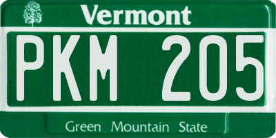VT license plate PKM205