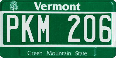 VT license plate PKM206