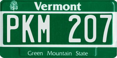 VT license plate PKM207