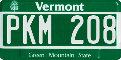 VT license plate PKM208