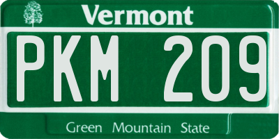 VT license plate PKM209