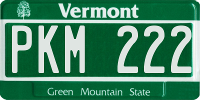 VT license plate PKM222