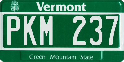 VT license plate PKM237