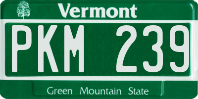 VT license plate PKM239