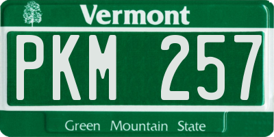 VT license plate PKM257