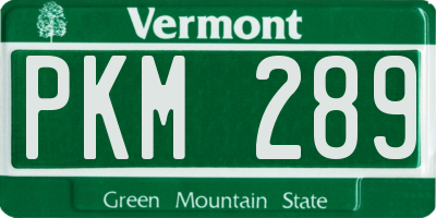VT license plate PKM289