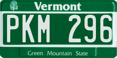 VT license plate PKM296