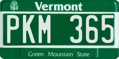 VT license plate PKM365