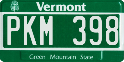 VT license plate PKM398