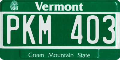 VT license plate PKM403