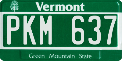 VT license plate PKM637
