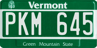 VT license plate PKM645