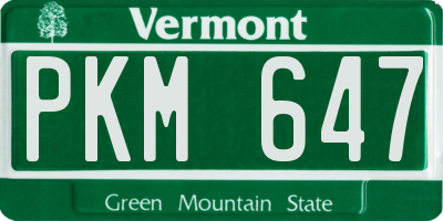VT license plate PKM647