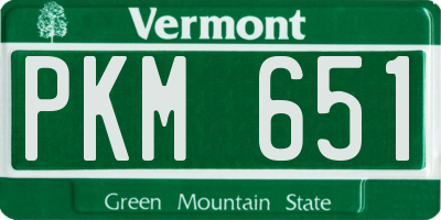 VT license plate PKM651
