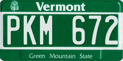 VT license plate PKM672