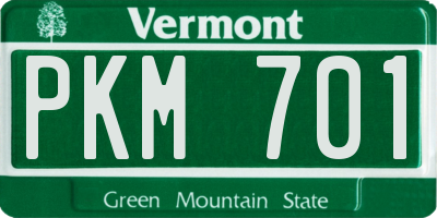 VT license plate PKM701