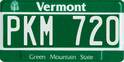 VT license plate PKM720