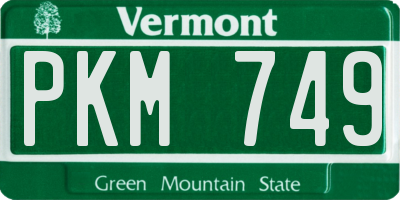 VT license plate PKM749