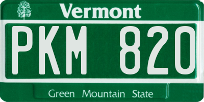 VT license plate PKM820