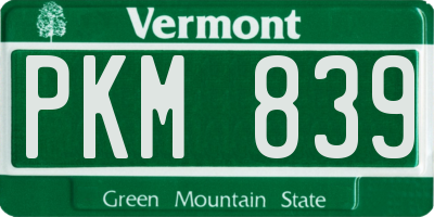 VT license plate PKM839