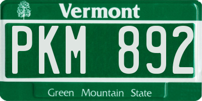 VT license plate PKM892