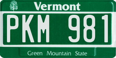 VT license plate PKM981